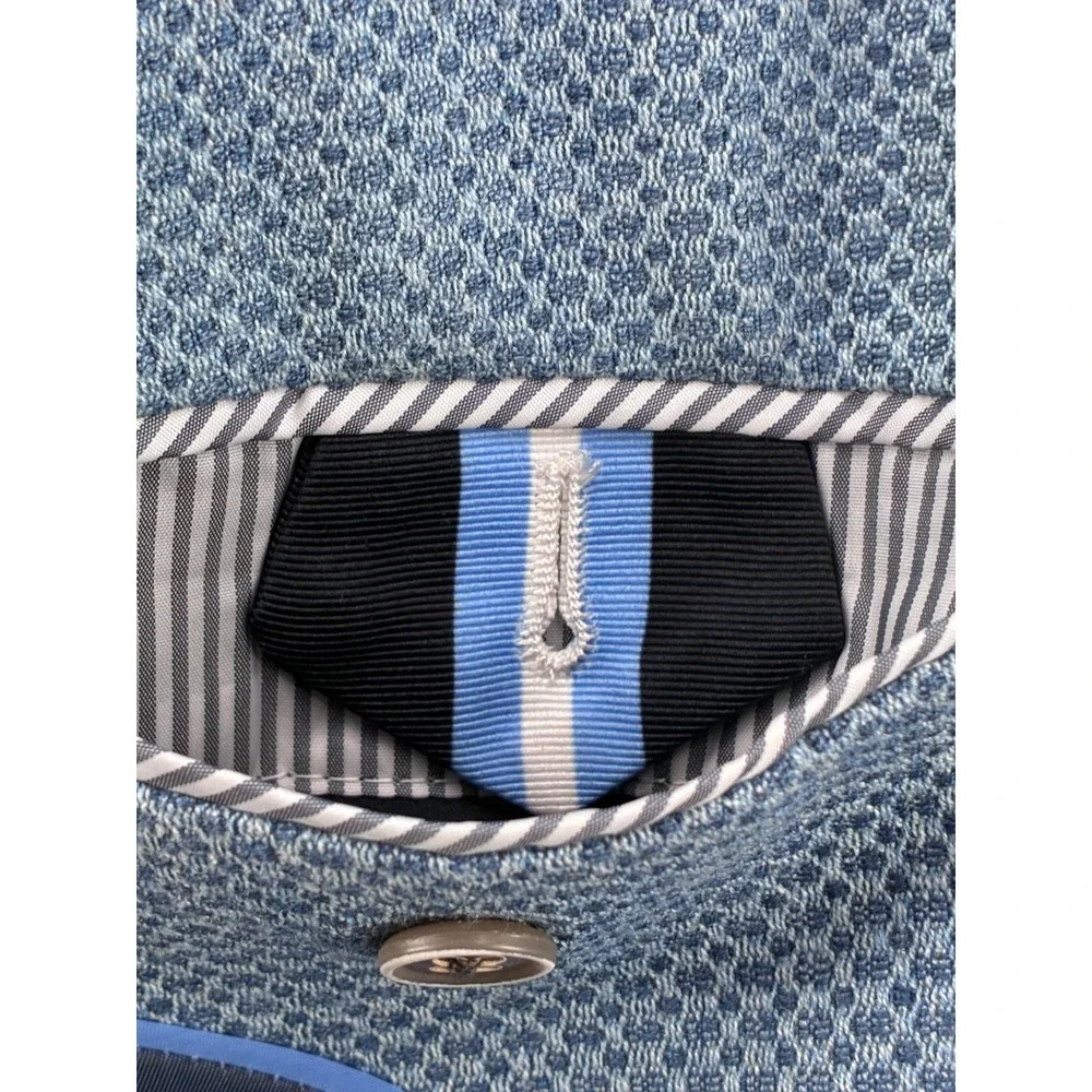 Tailorbyrd Collection Blue Micro Pattern Flamingo Lining Blazer Sport Coat 44R